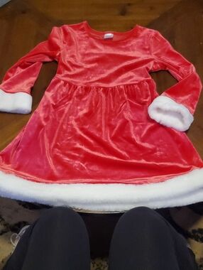 Holiday Time Red Velvet Dress with White Faux Fur Trim